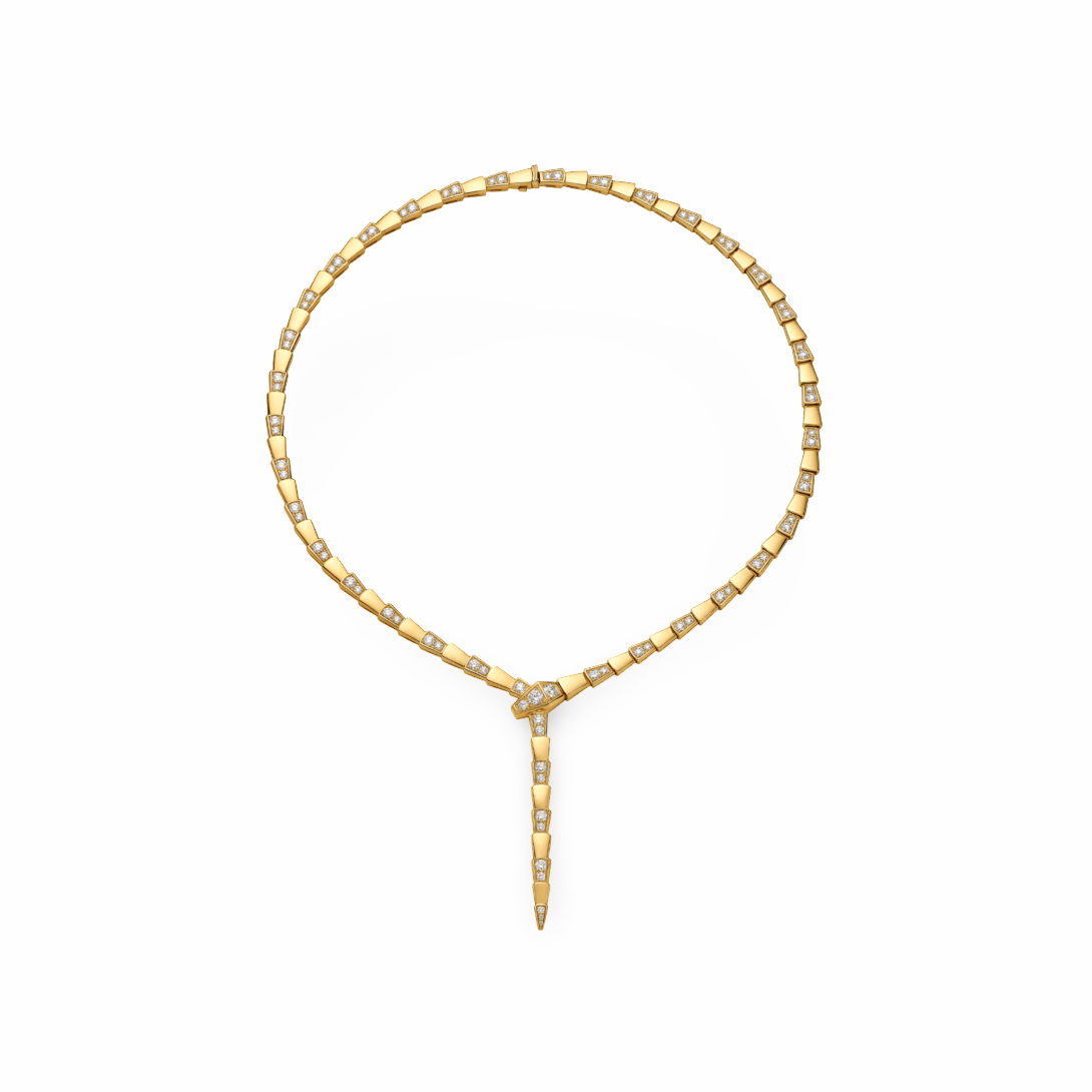 Viper Long Tail Necklace, Half-Paved