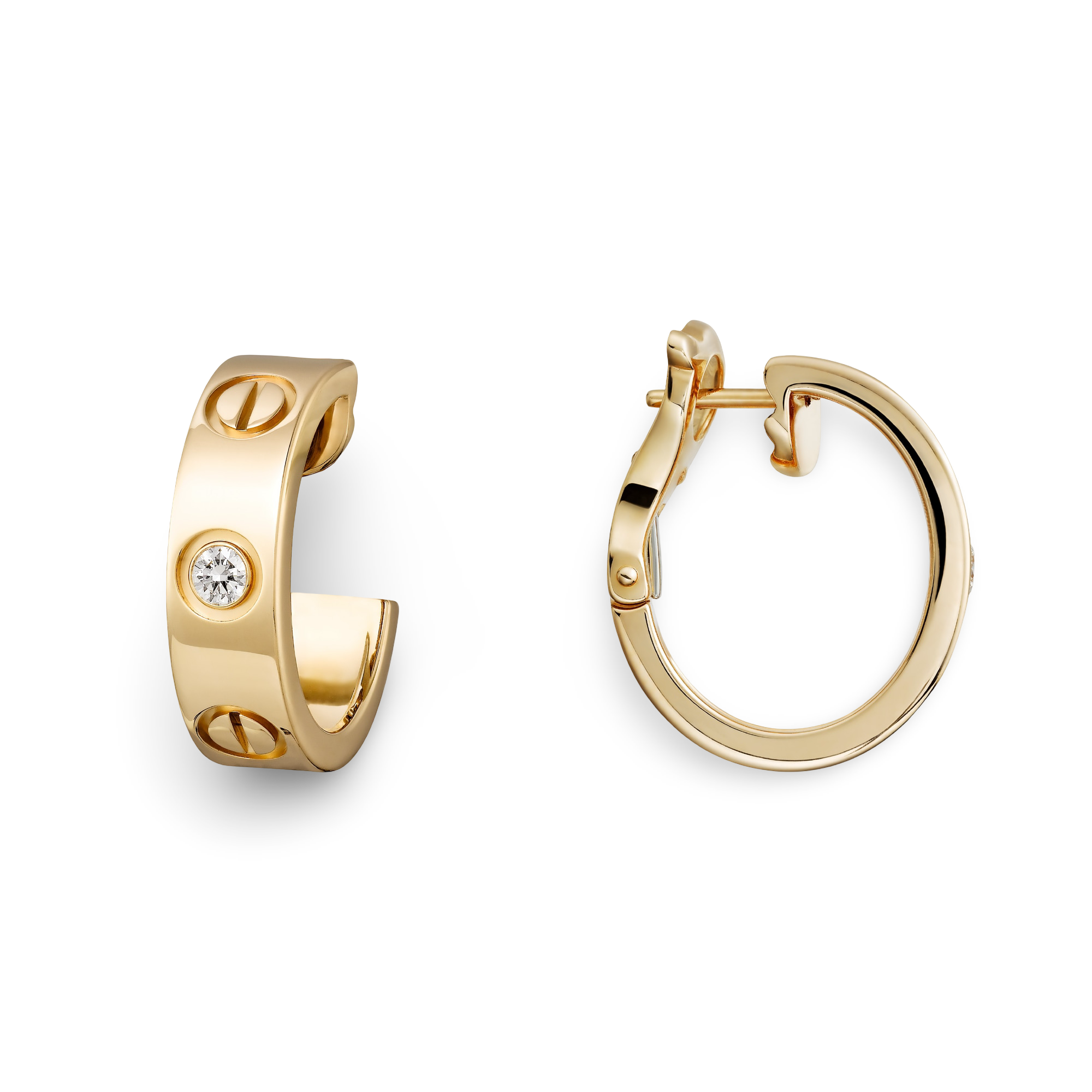 Love Hoop Earrings, 2 Diamonds, Classic Model