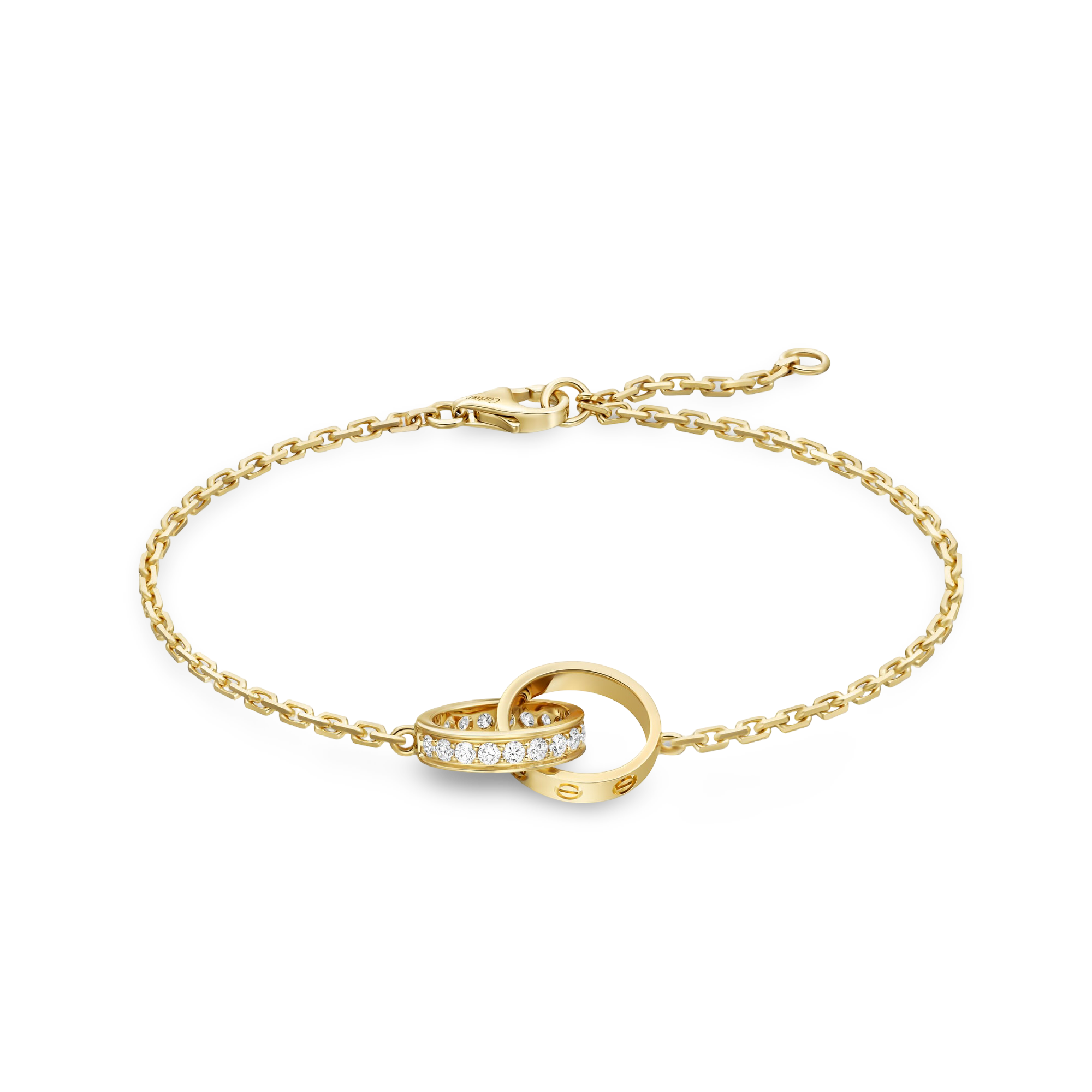Interlocking Love Chain Bracelet, Half-Paved