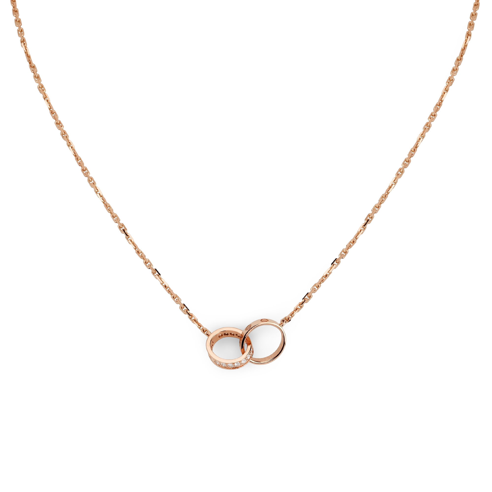 Interlocking Love Pendant, Half-Paved