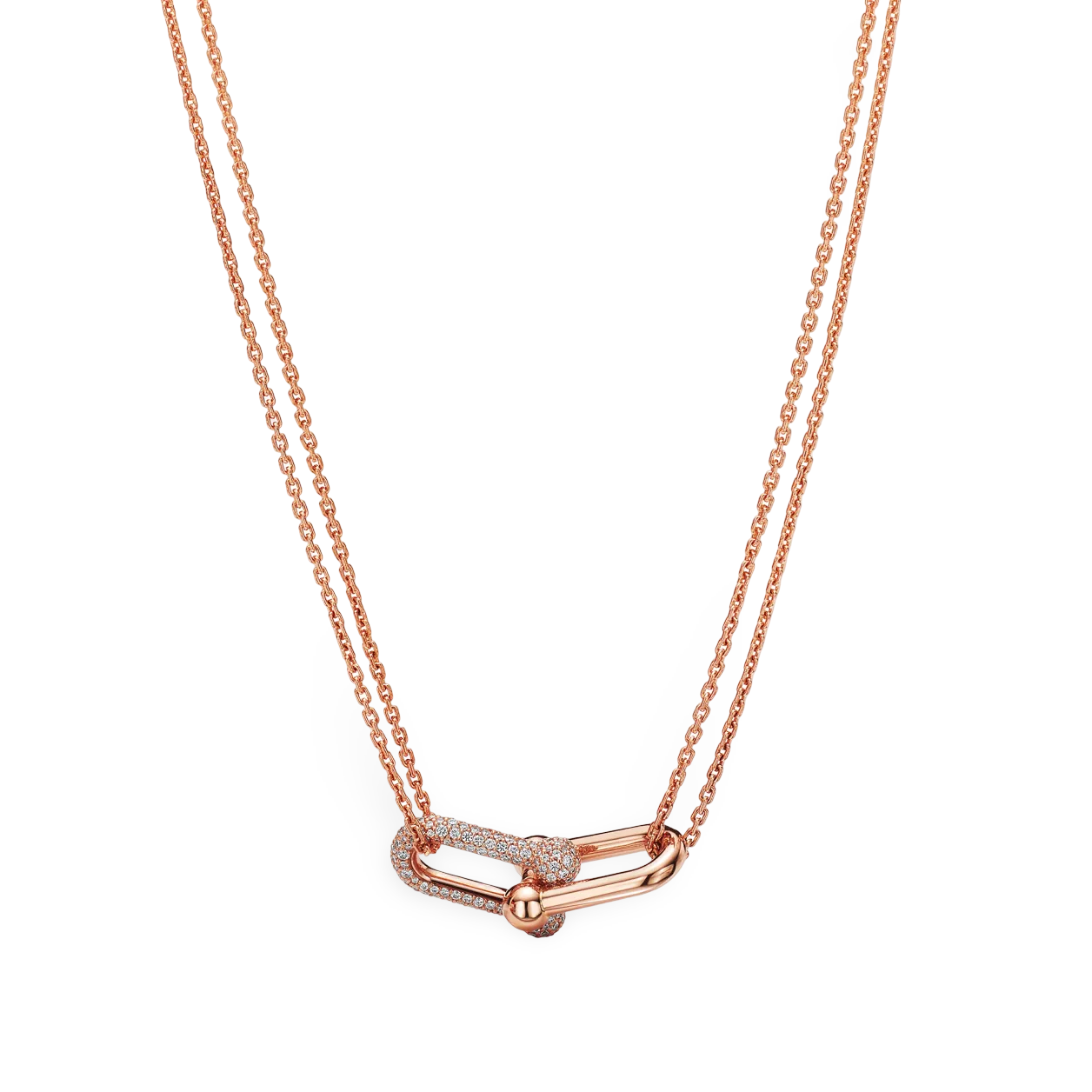 Large Double Link Pendant with Diamonds