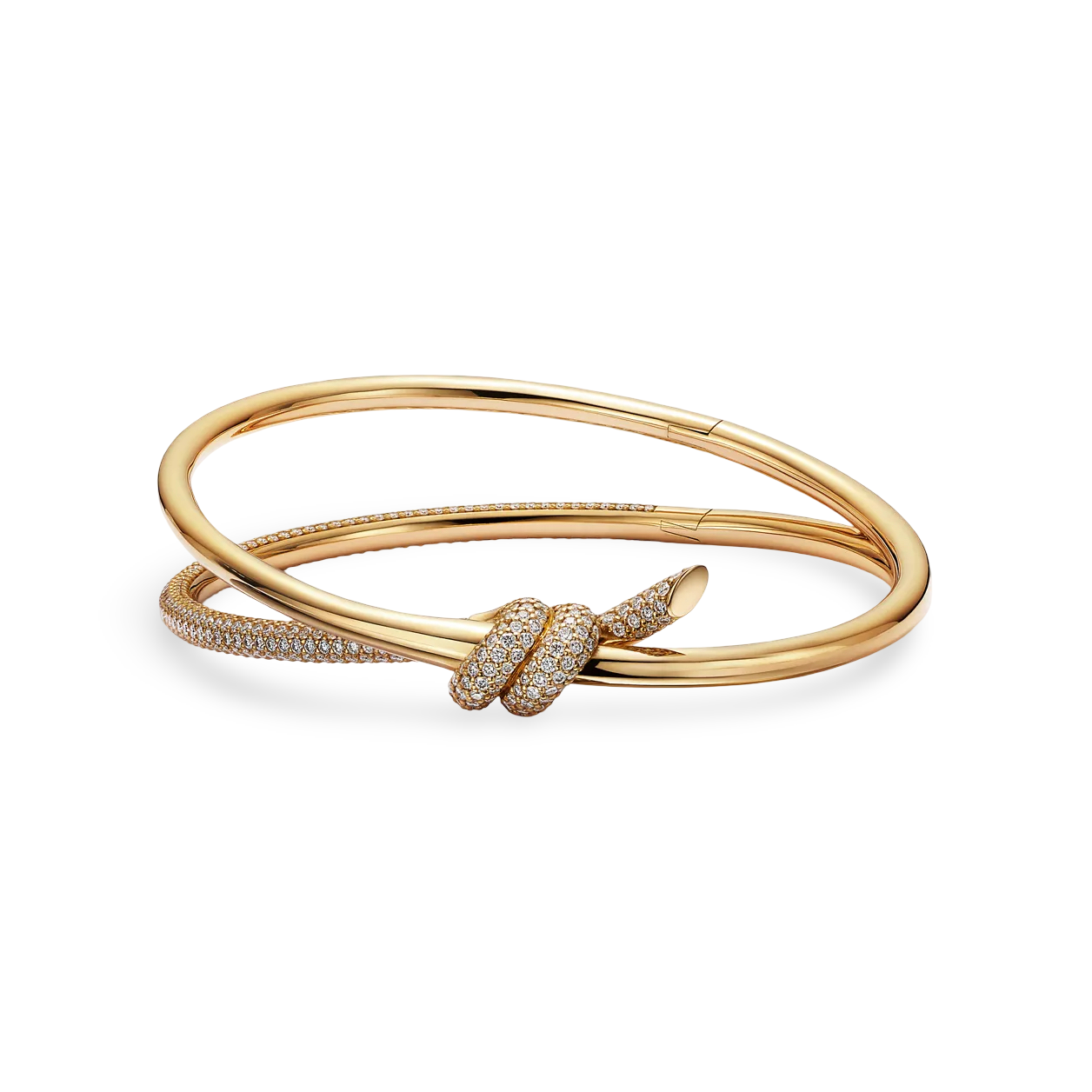 Knot Double Row Bangle, Half-Paved