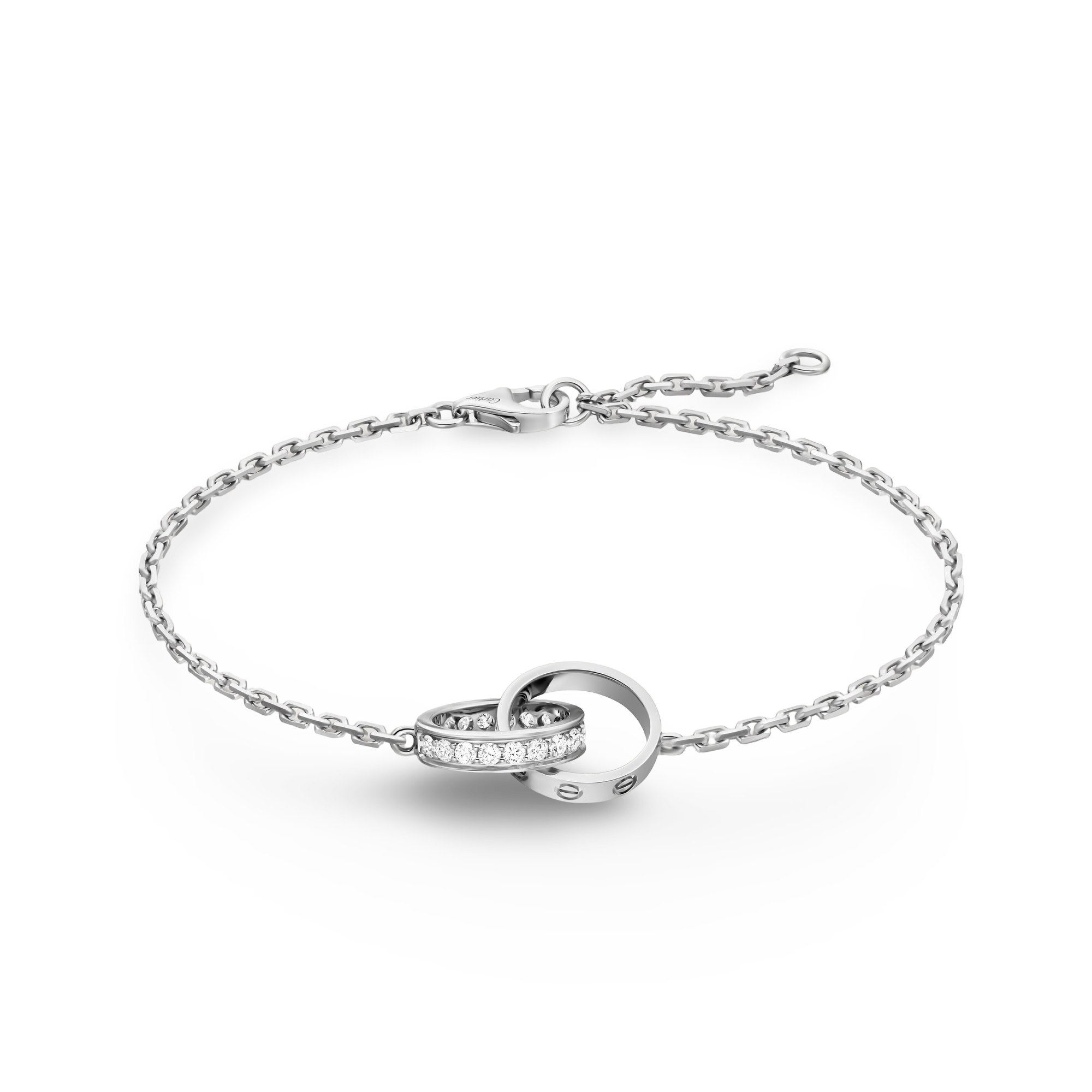 Interlocking Love Chain Bracelet, Half-Paved