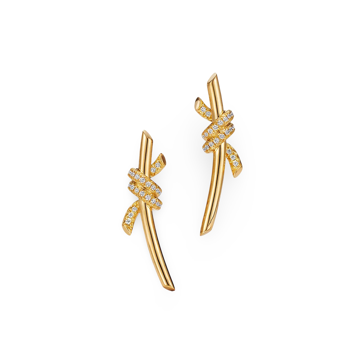 Knot Wire Earrings with Diamonds