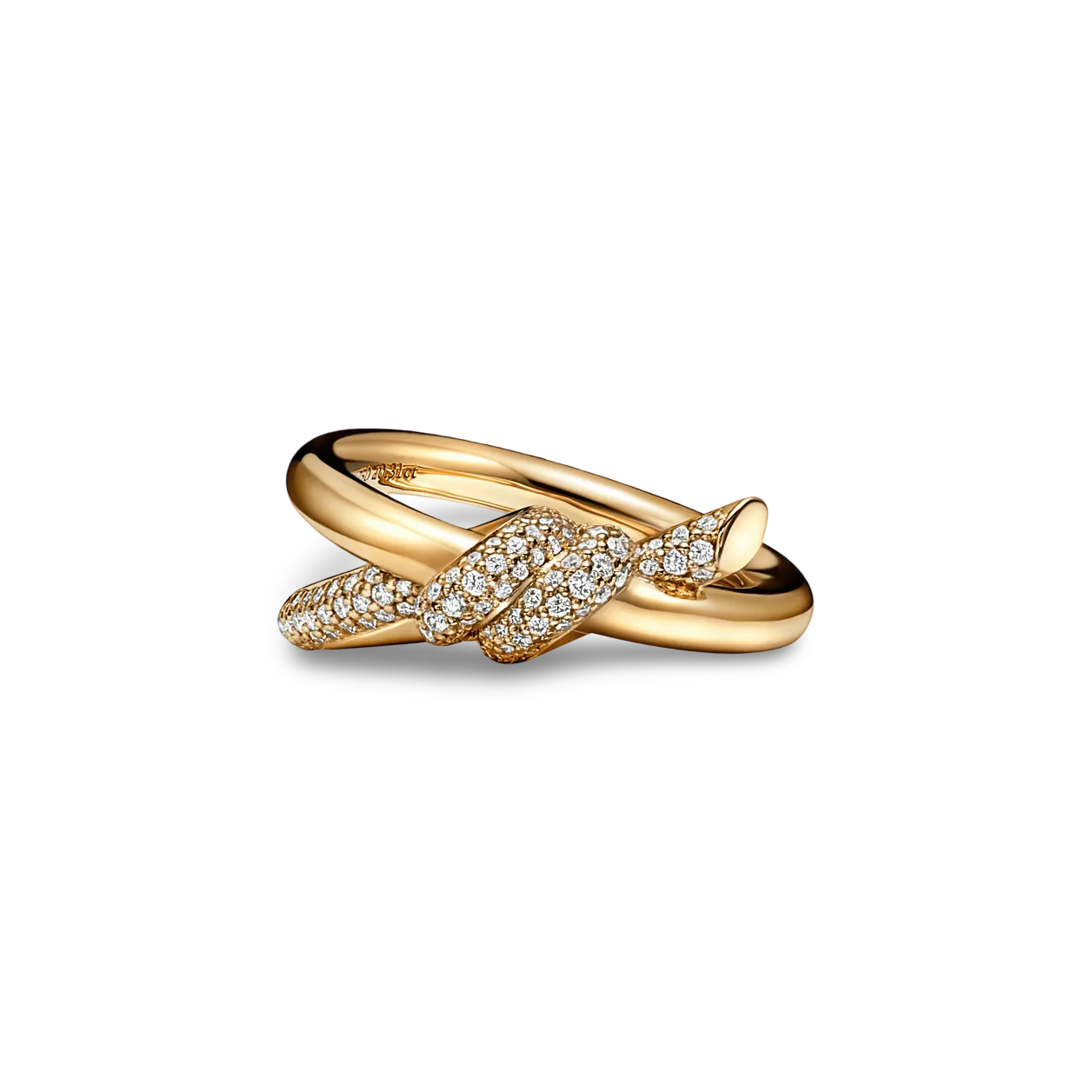 Knot Double Row Ring, Half-Paved