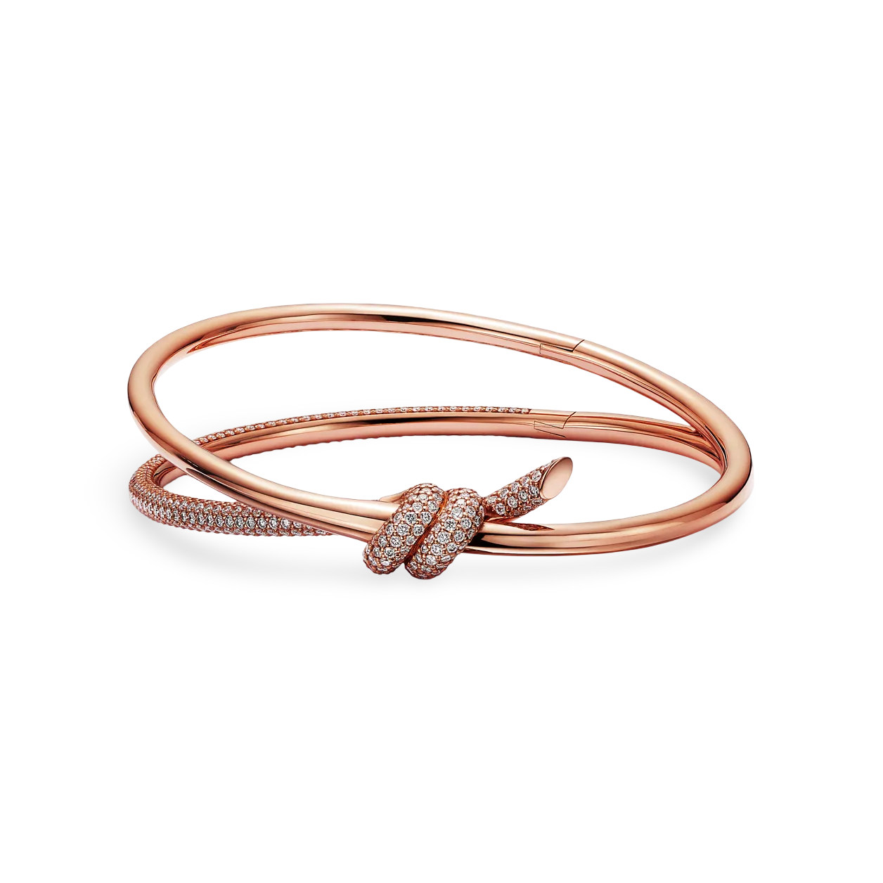 Knot Double Row Bangle, Half-Paved