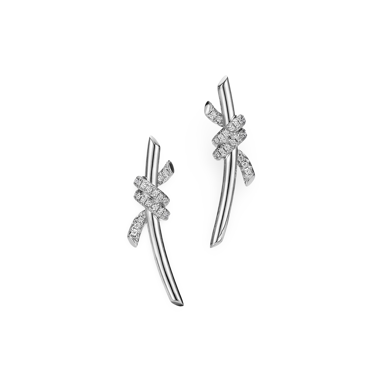 Knot Wire Earrings with Diamonds
