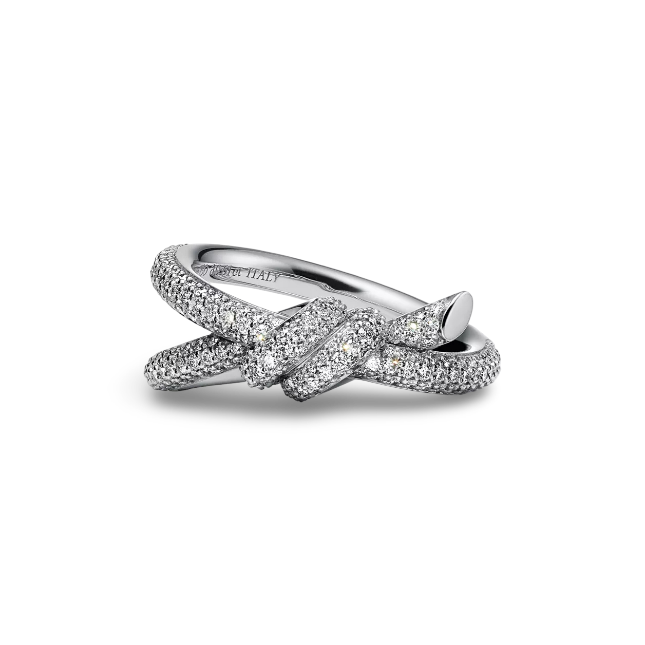 Knot Double Row Ring, Paved