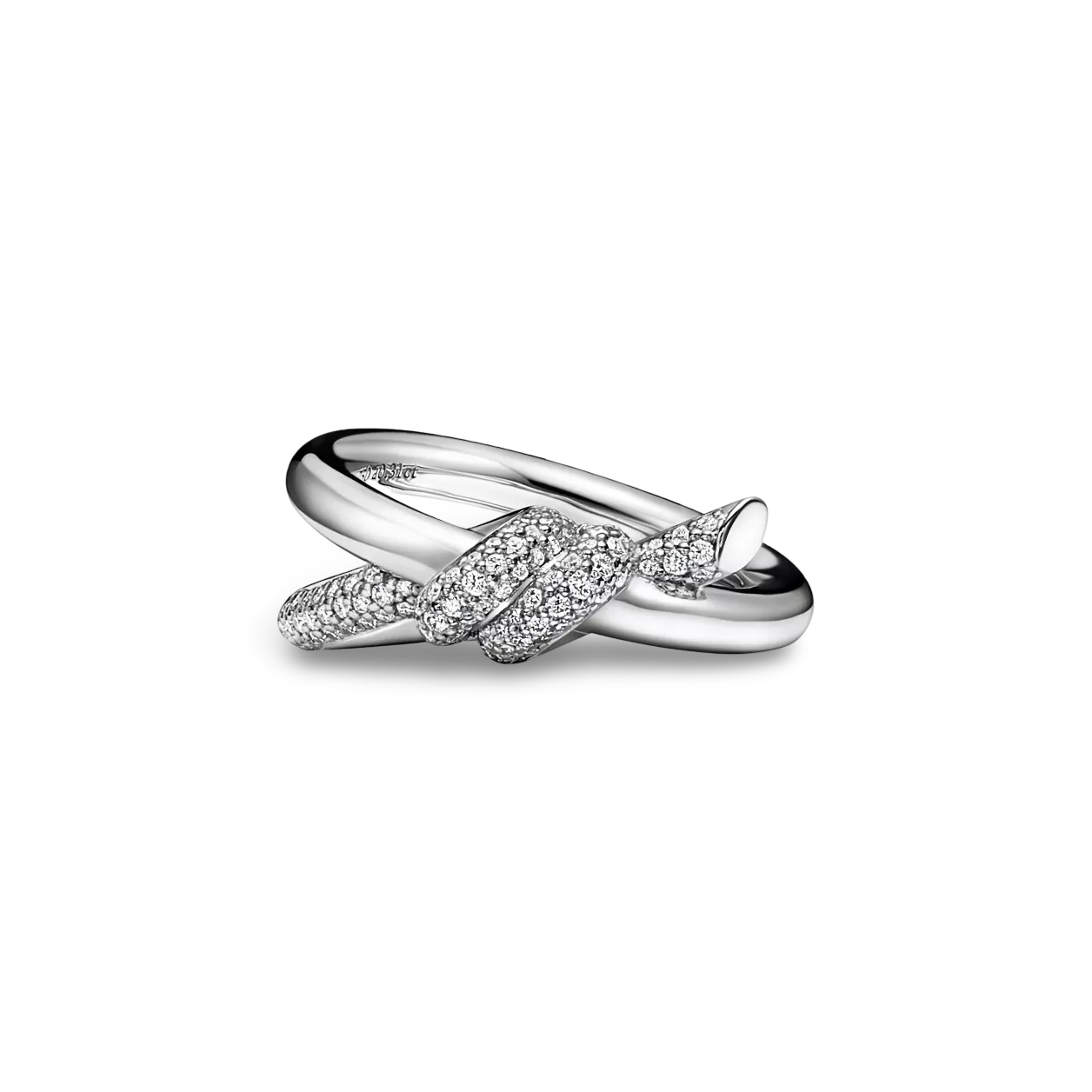 Knot Double Row Ring, Half-Paved