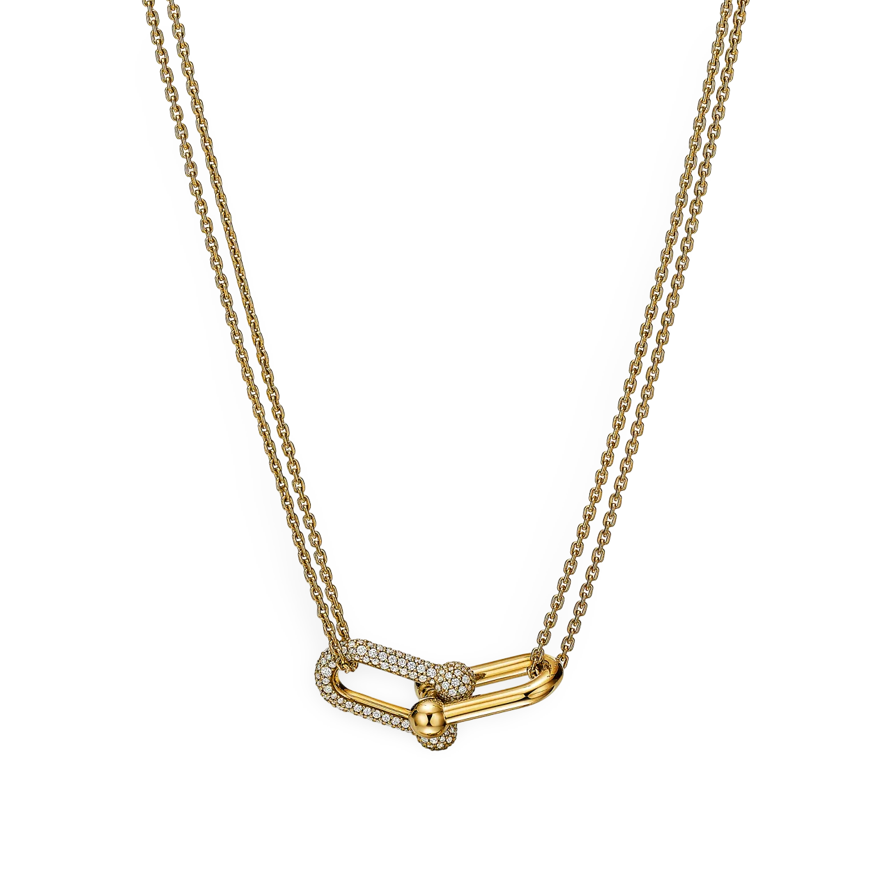 Large Double Link Pendant with Diamonds