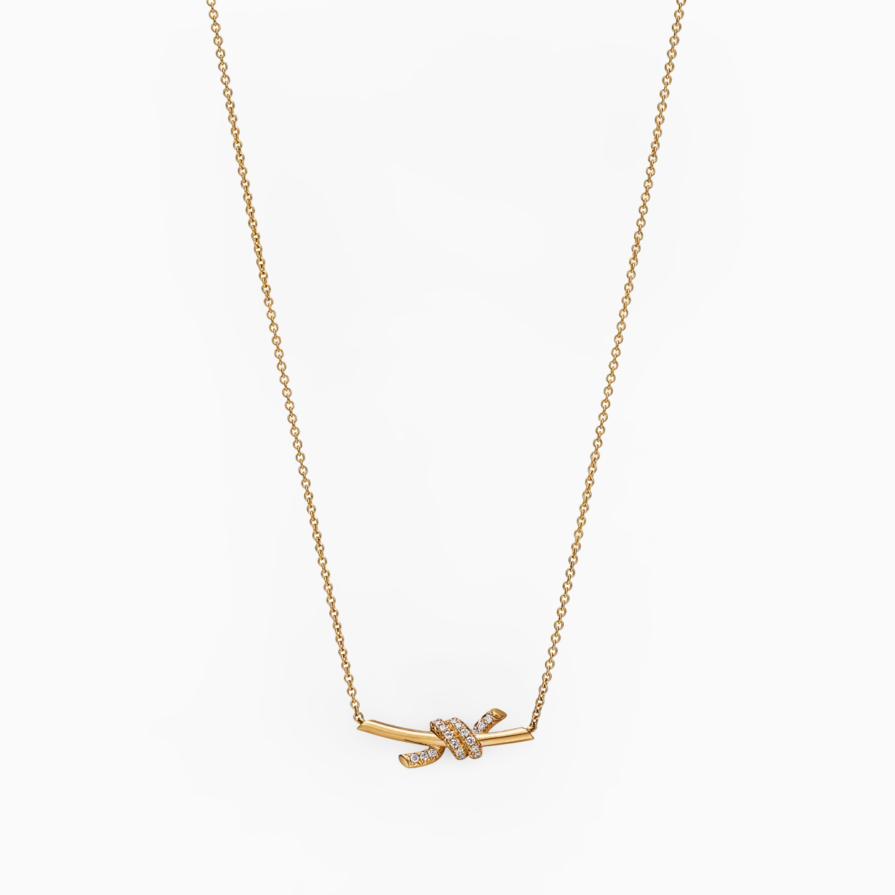 Knot Necklace, Half-Paved, Small Model