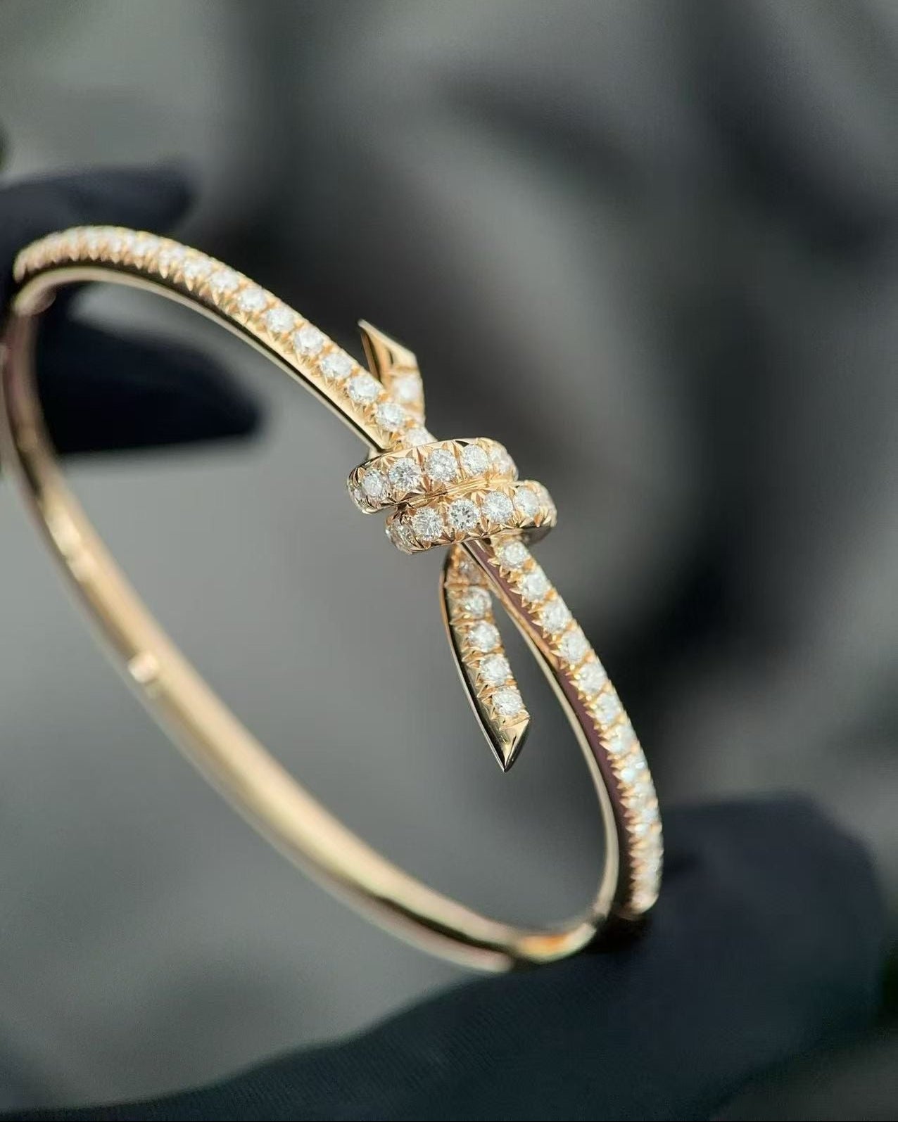 Knot Wire Bangle, Paved