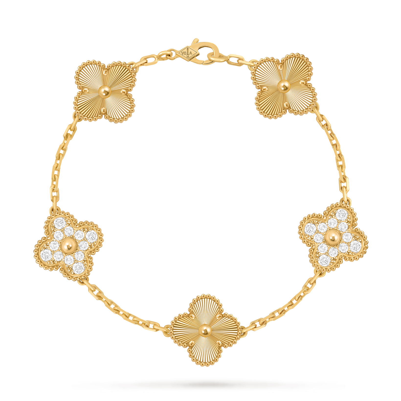 Vintage Clover Bracelet, Stone+Diamond