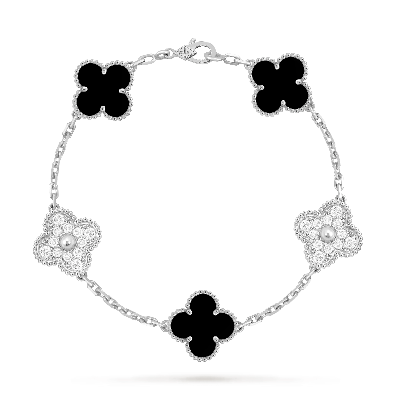 Vintage Clover Bracelet, Stone+Diamond