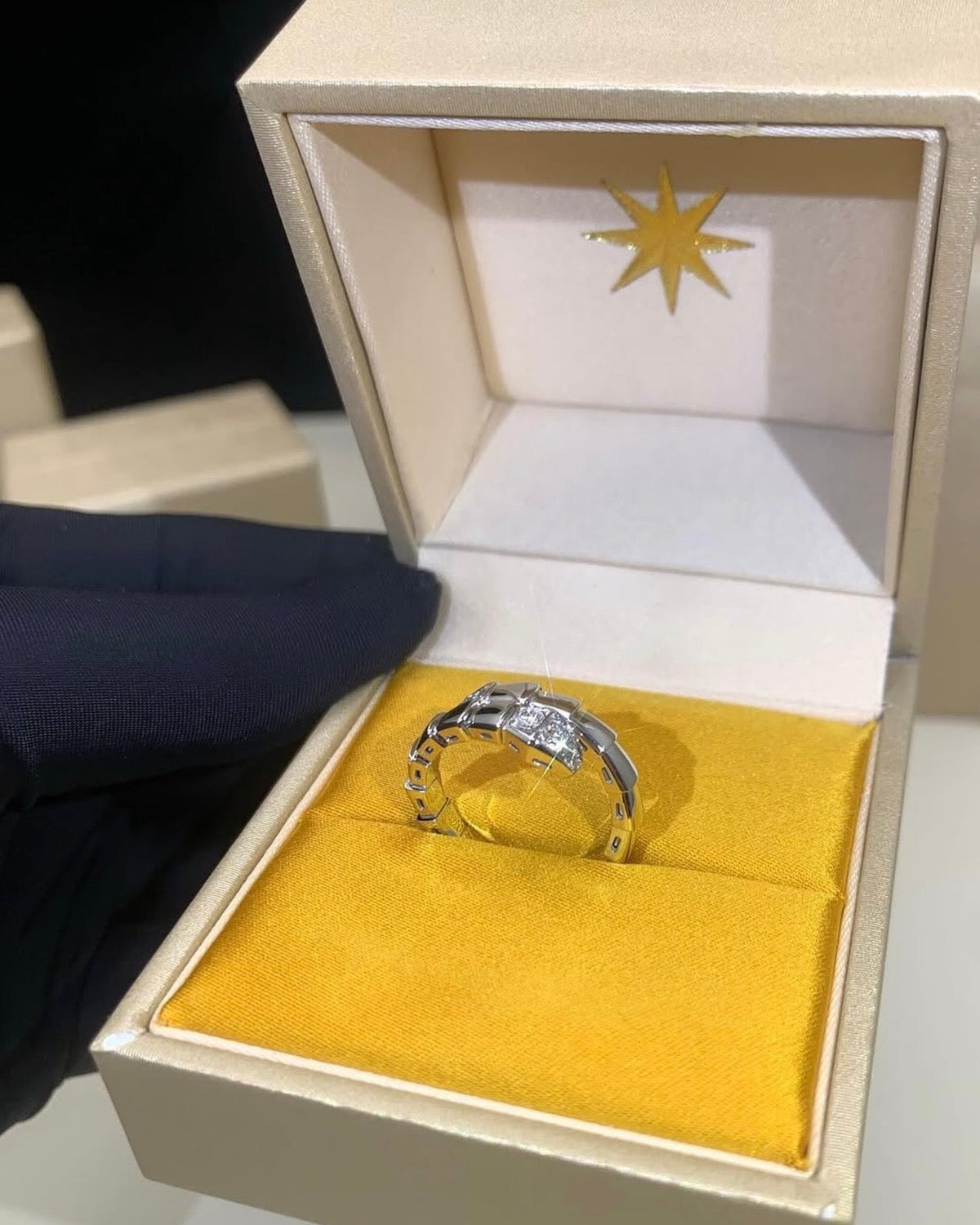 Viper Ring, Reverse-set Diamonds