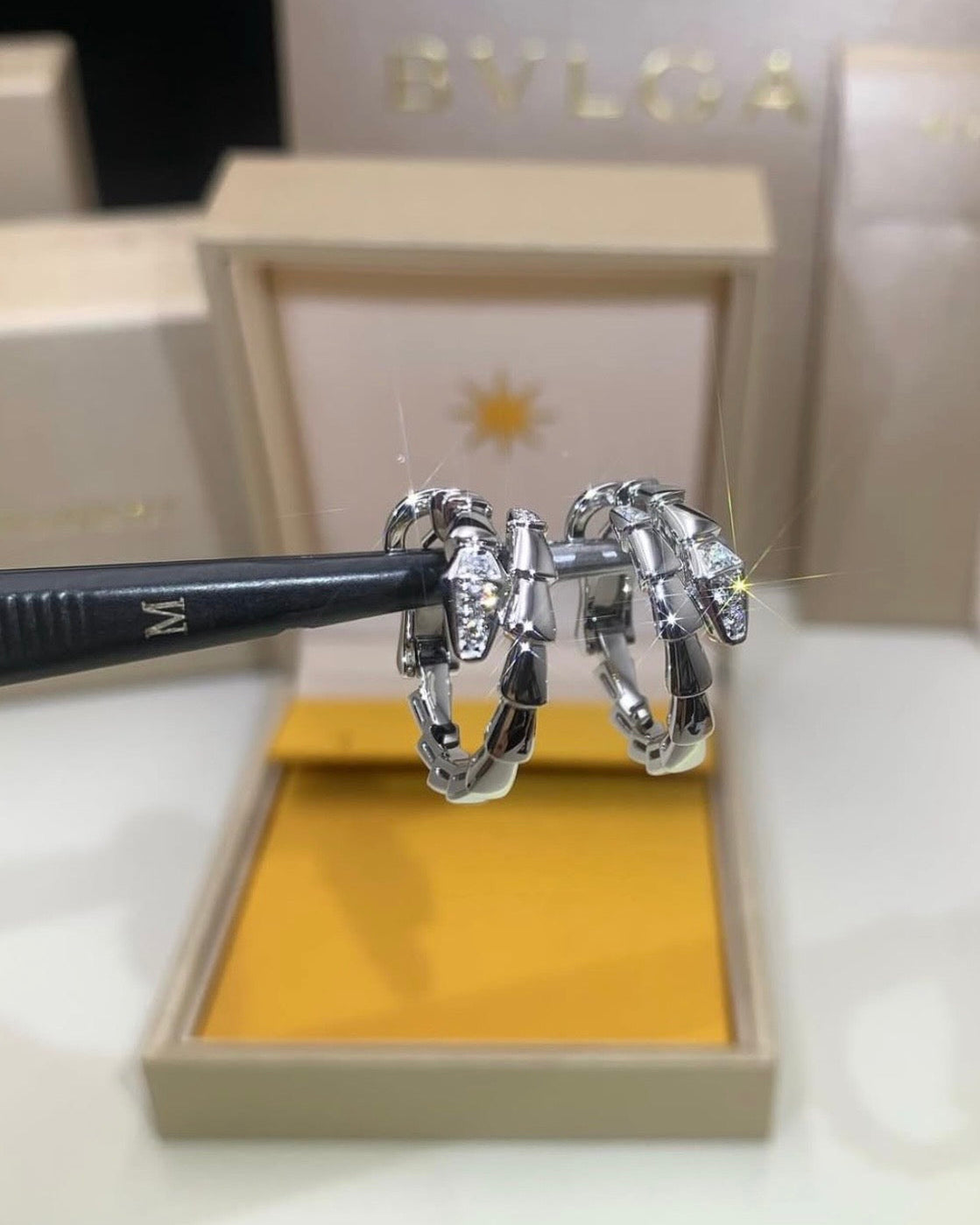 Viper Hoop Earrings, Reverse-set Diamonds