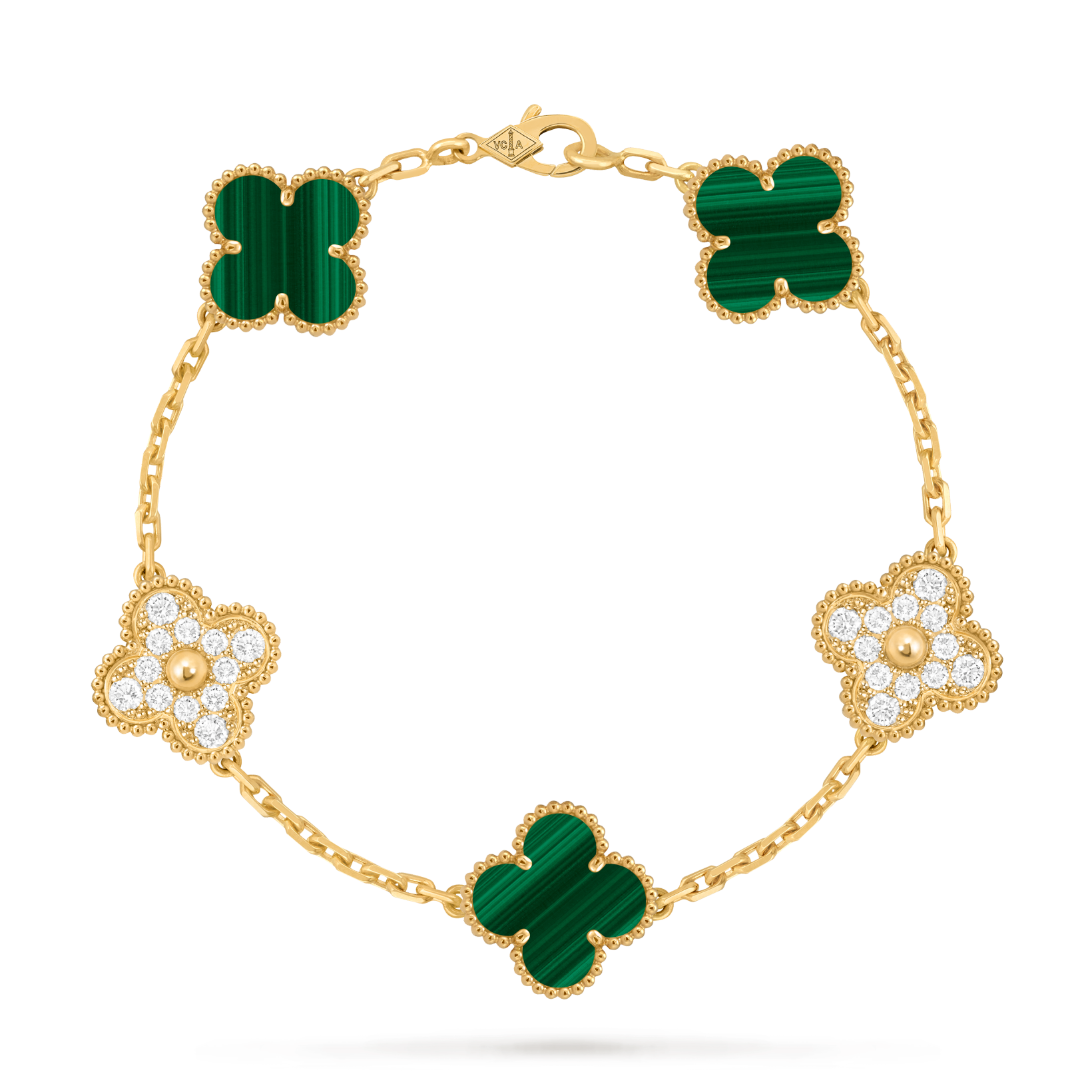 Vintage Clover Bracelet, Stone+Diamond
