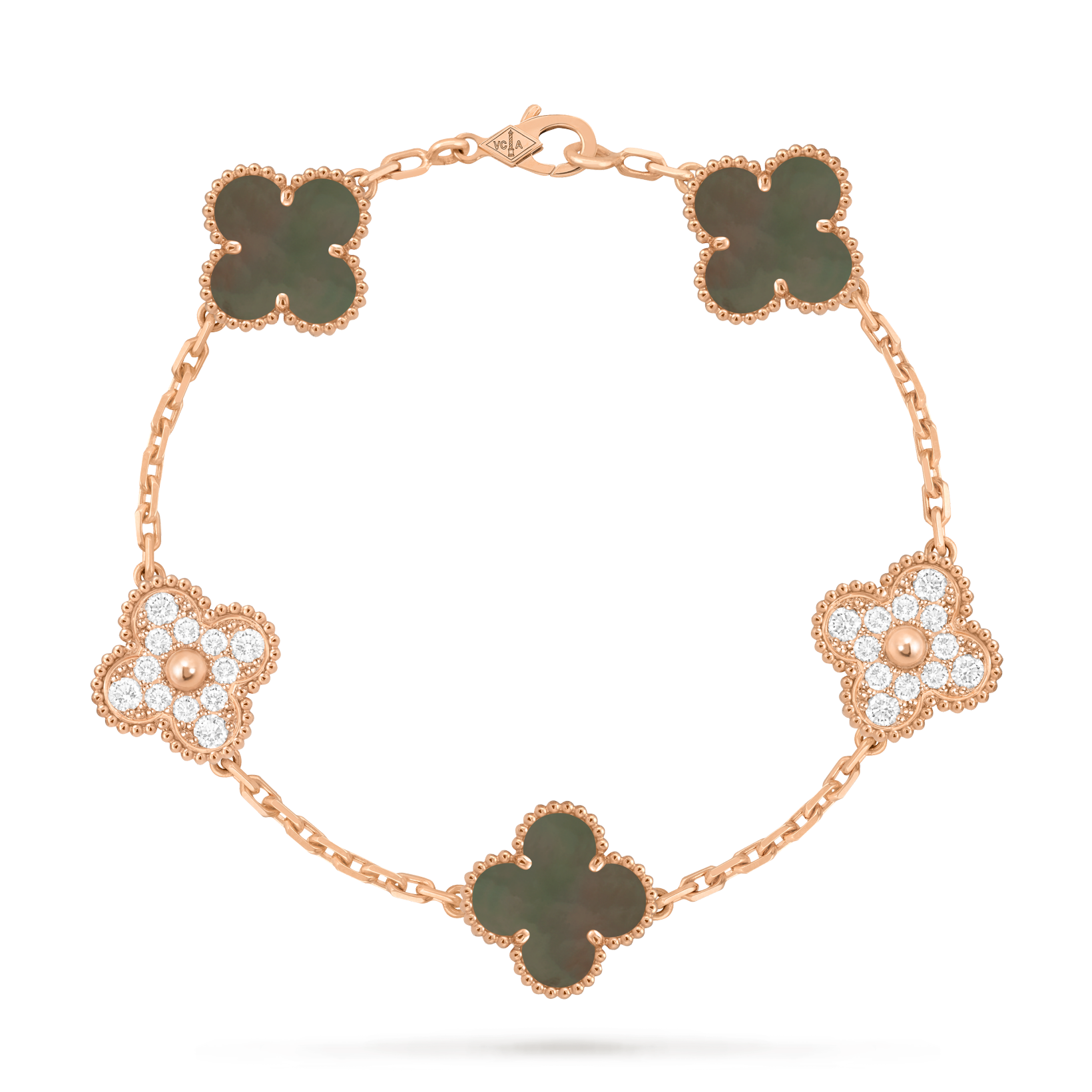 Vintage Clover Bracelet, Stone+Diamond