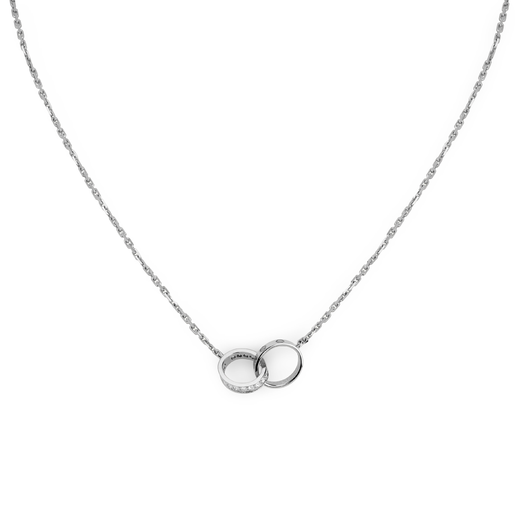 Interlocking Love Pendant, Half-Paved