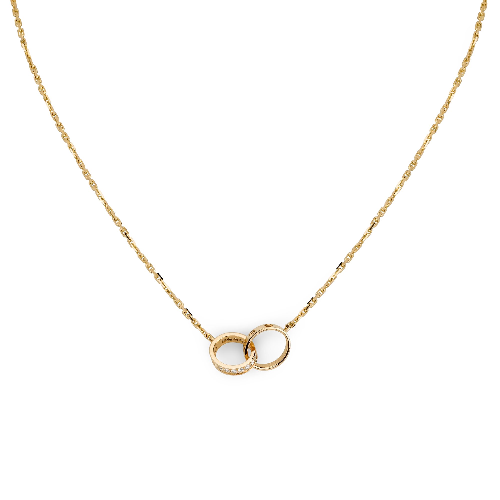 Interlocking Love Pendant, Half-Paved