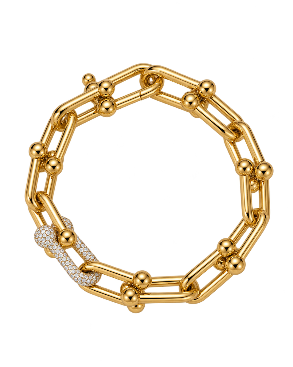 Medium Link Bracelet with Natural Diamonds