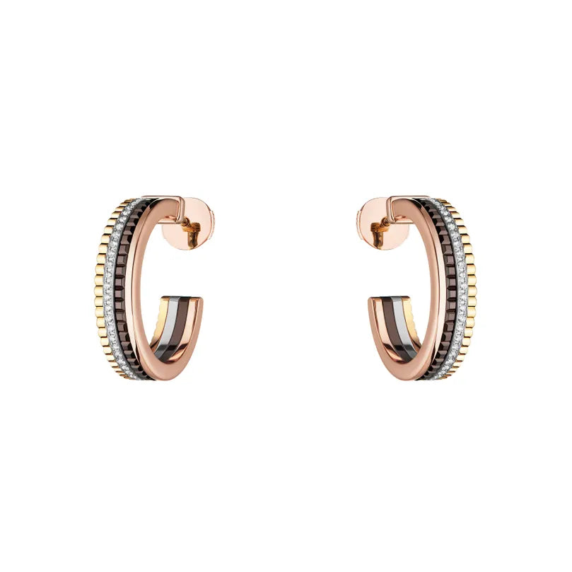 Quatre Large Brown PVD Hoop Earrings