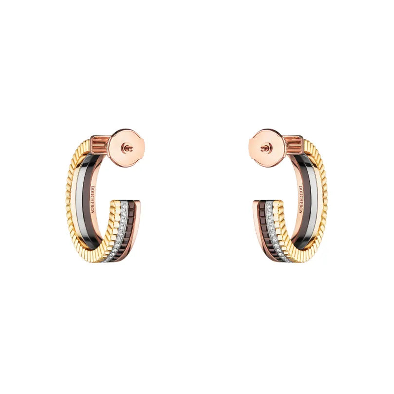 Quatre Large Brown PVD Hoop Earrings