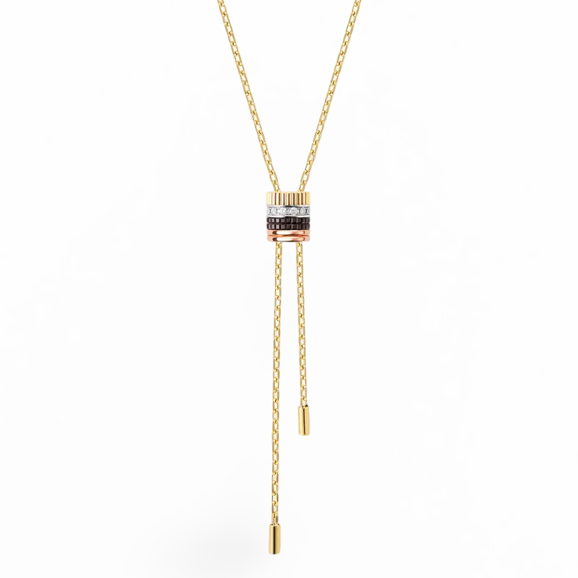 Four-band Large Lariat Necklace with Diamonds