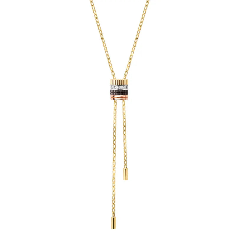 Quatre Large Lariat Necklace with Diamonds