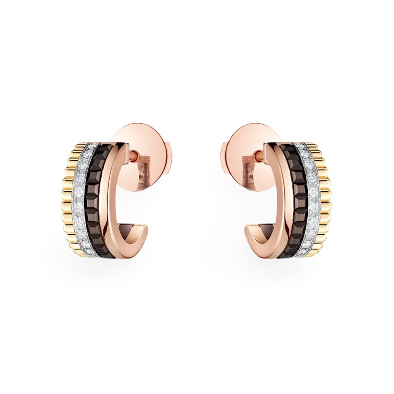 Four-band Small Brown PVD Hoop Earrings
