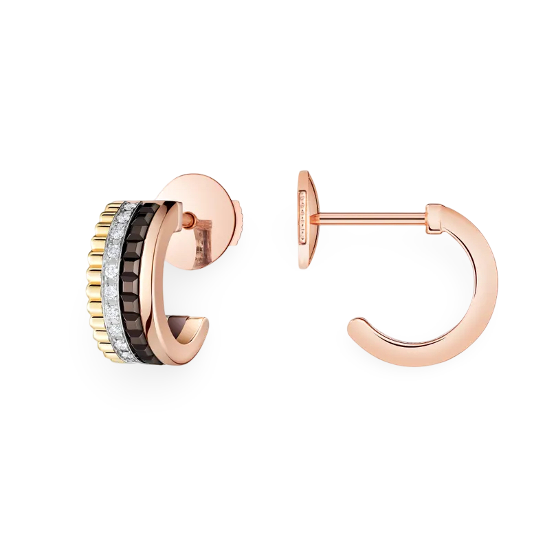 Four-band Small Brown PVD Hoop Earrings