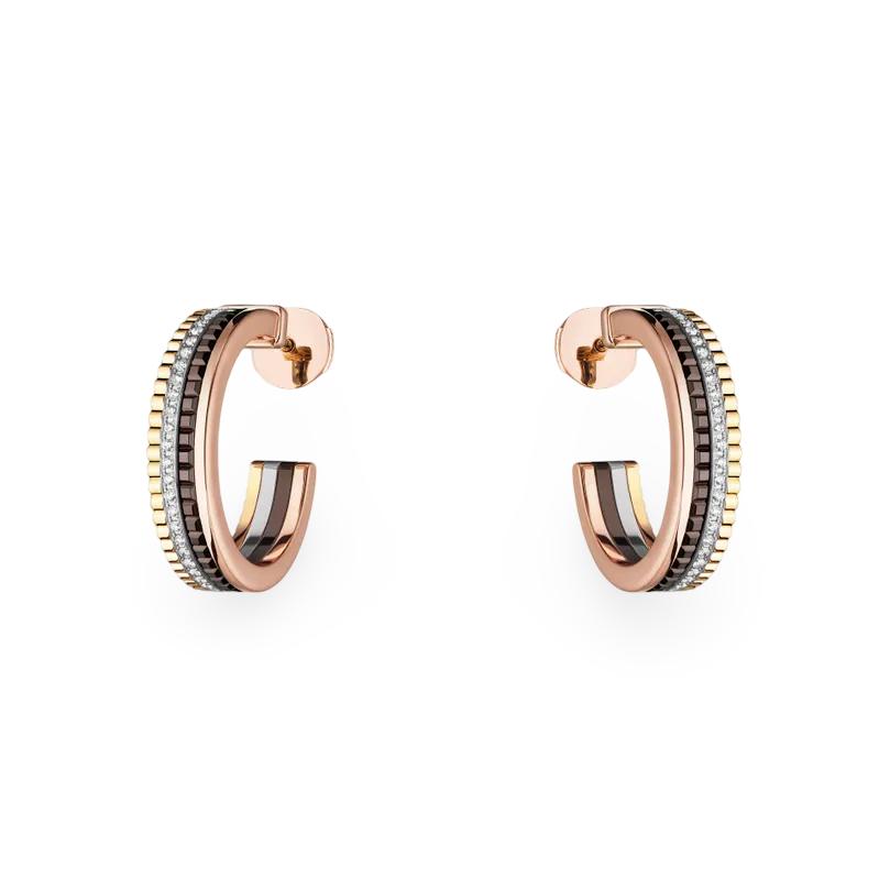 Four-band Large Brown PVD Hoop Earrings
