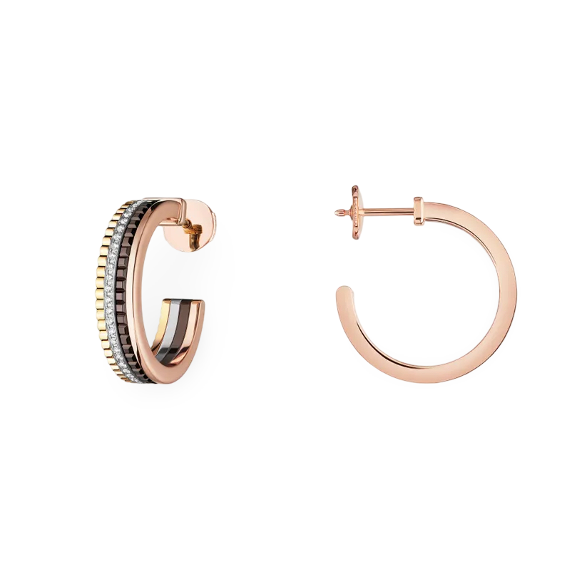 Four-band Large Brown PVD Hoop Earrings