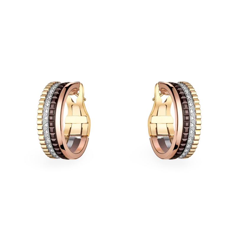 Four-band Large Hoop Earrings with Diamonds