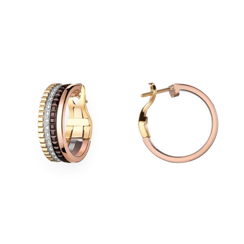 Four-band Large Hoop Earrings with Diamonds