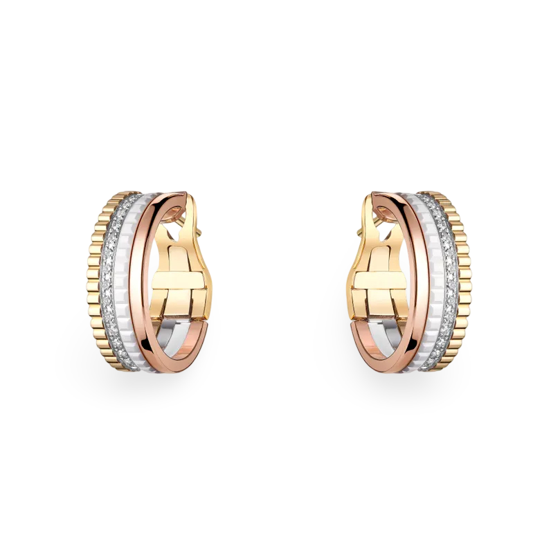 Four-band Large Hoop Earrings with Diamonds