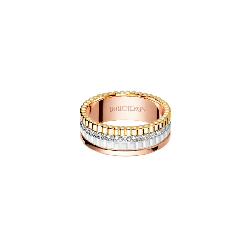Quatre Small Ring with Diamonds